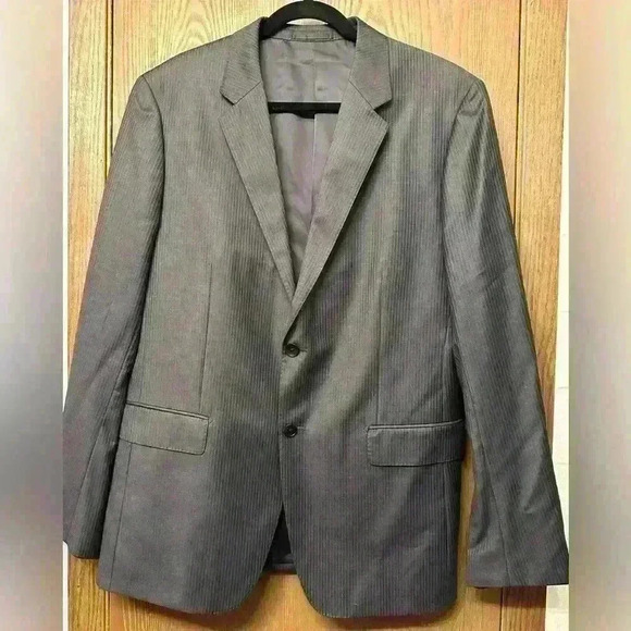 Theory Mens 2-Button Blazer Gray Pinstripe - 100% Wool Size 44 - Picture 1 of 10